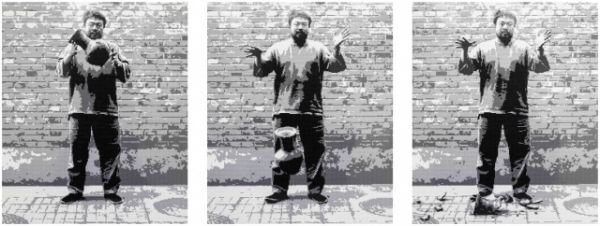 Dropping a Han Dynasty Urn, Triptych: 230 x 192 cm x 3p, LEGO bricks mounted on aluminum, 2015 (Edition 2 of 30 + 2AP)  (사진제공= 탕 컨템포러리 아트)